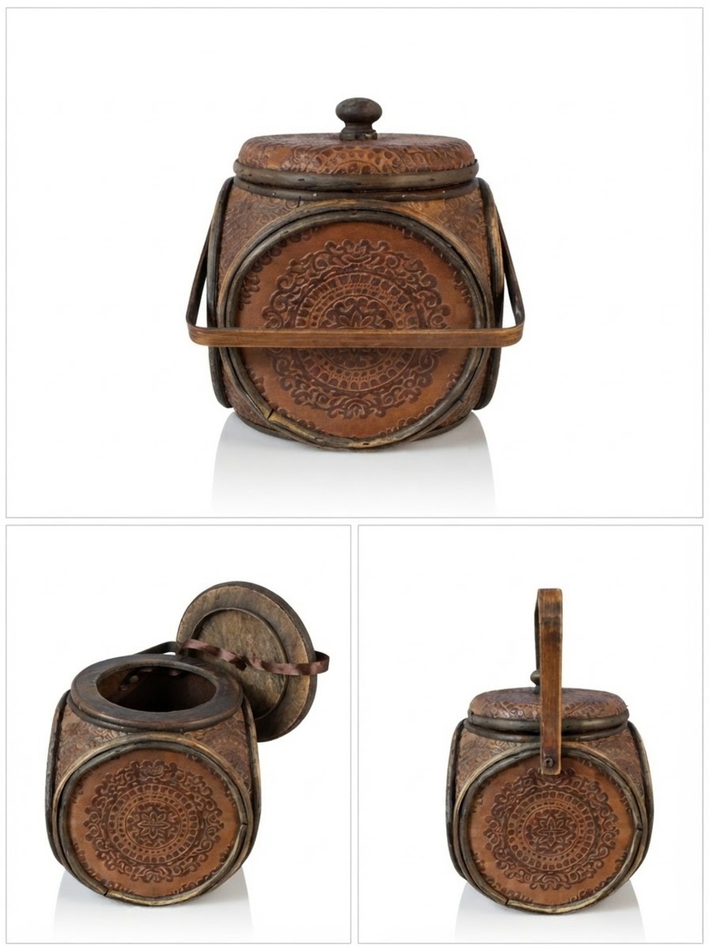 Handcrafted Rustic Brown Decorative Storage Jar with Lid and Handle - Picture 3 of 7